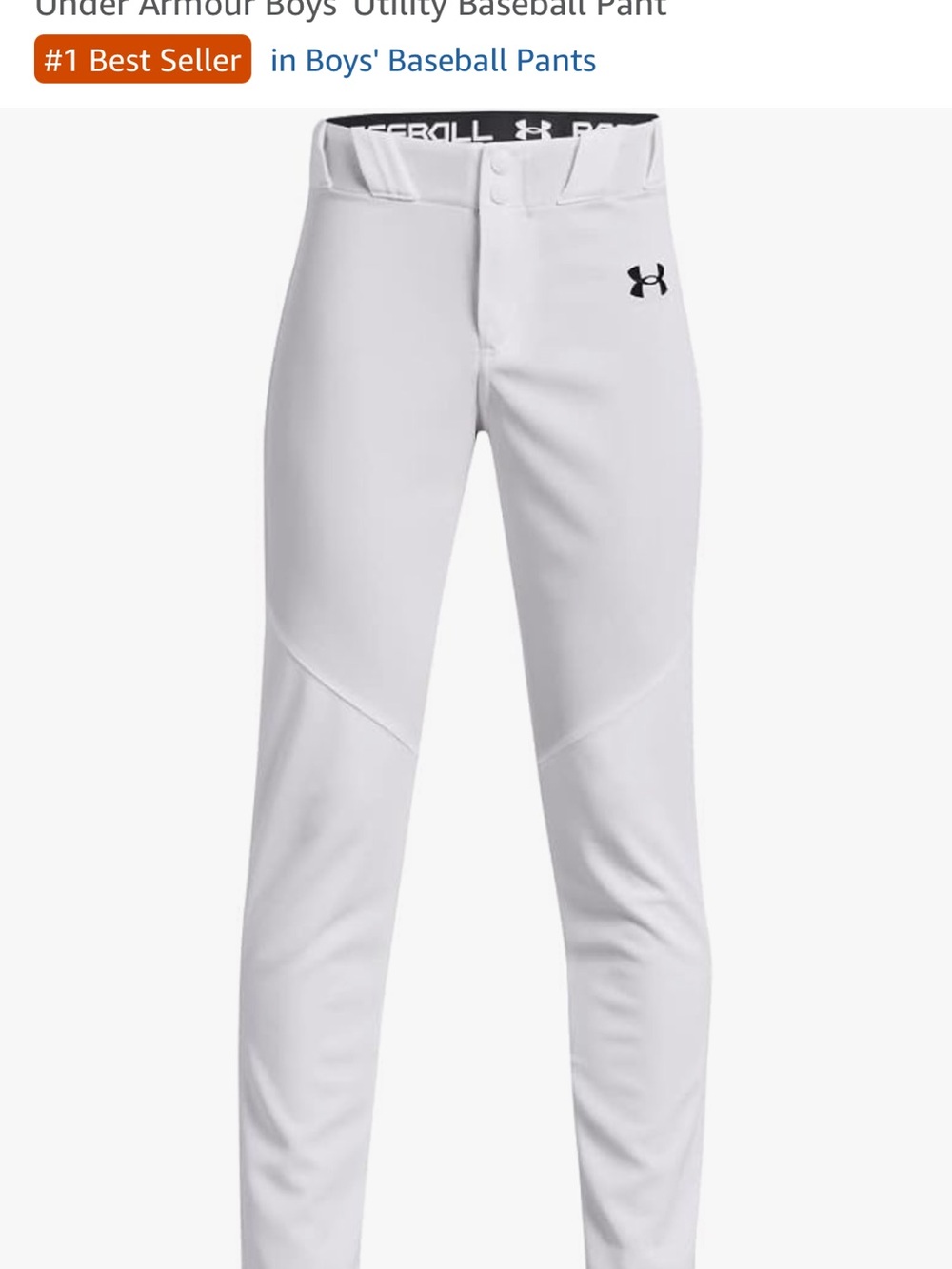 Under Armour Boys White Baseball Pants Size Youth Medium